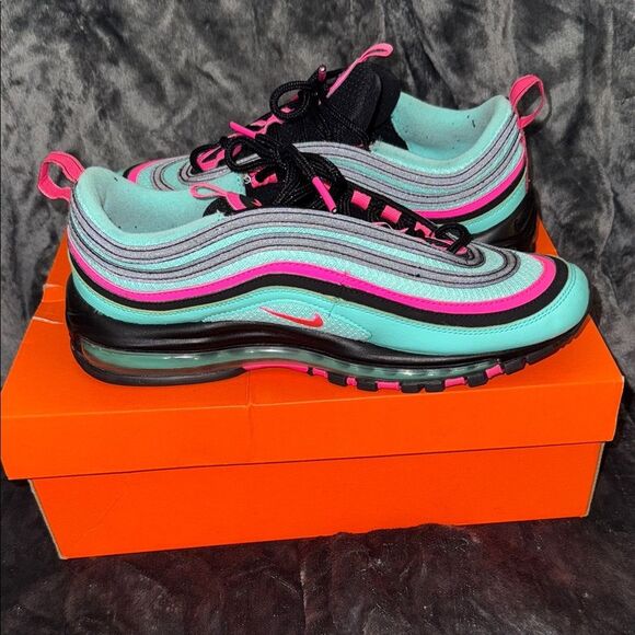 Nike Air Max 97 Men's Shoes - Aqua and Fuchsia - Picture 6 of 7